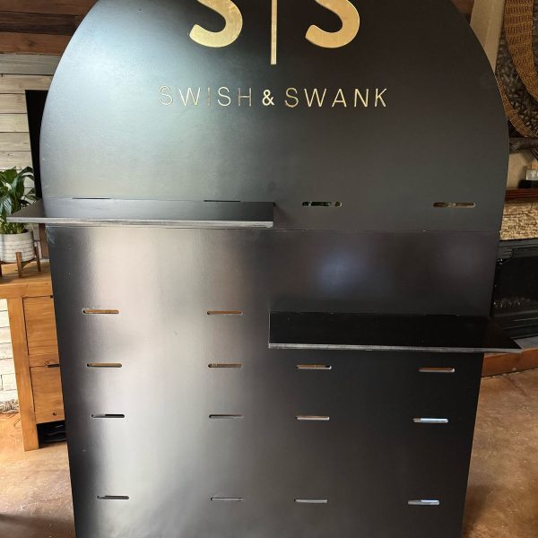 Branded kiosk display shelves