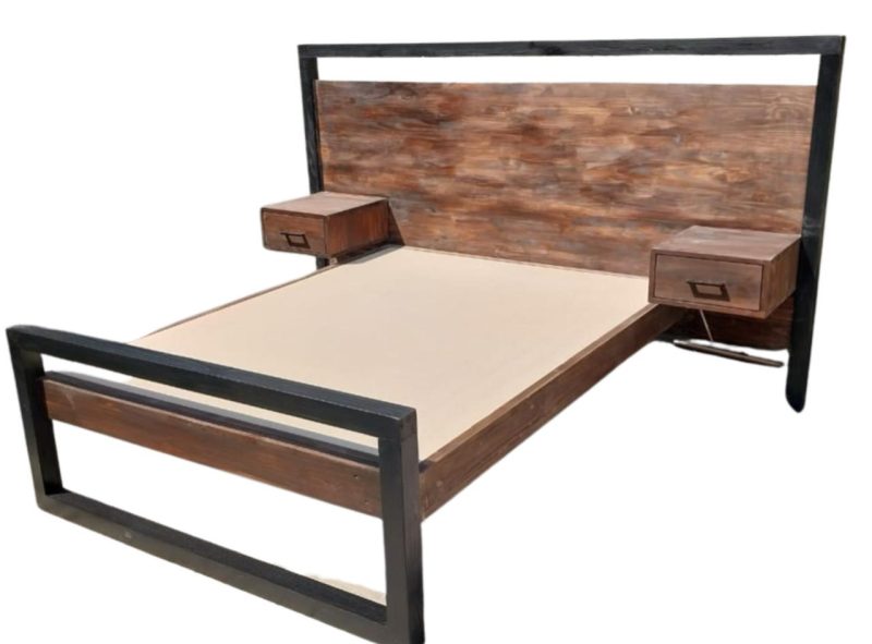 Nicholas Bed Base with Headboard & Floating Side Table - Image 3