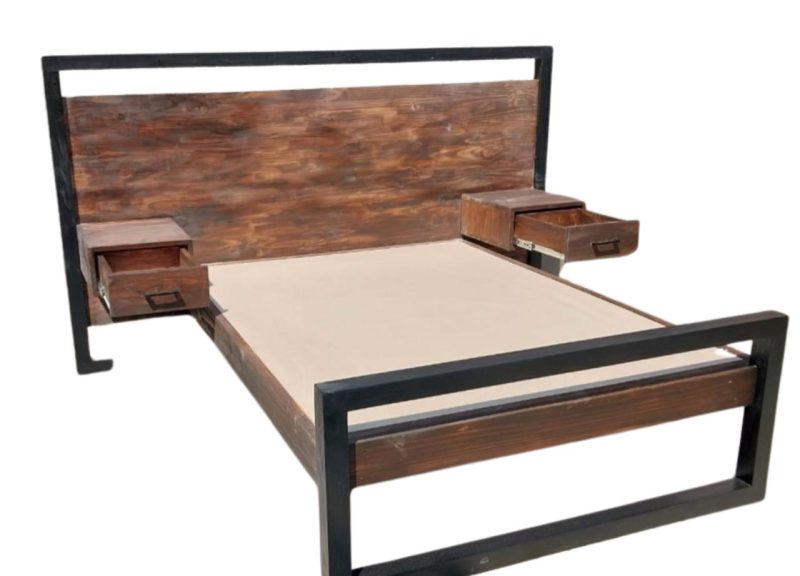 Nicholas Bed Base with Headboard & Floating Side Table